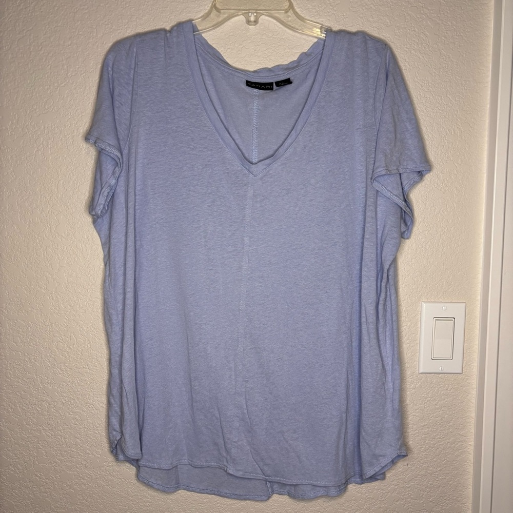 Tahari Blue Flutter Sleeve Relaxed‎ T-Shirt